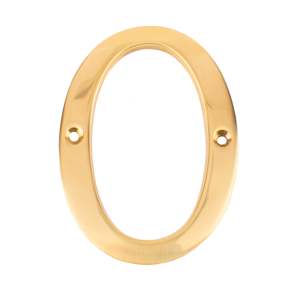 Dart Number 0 Door Numeral - Polished Brass